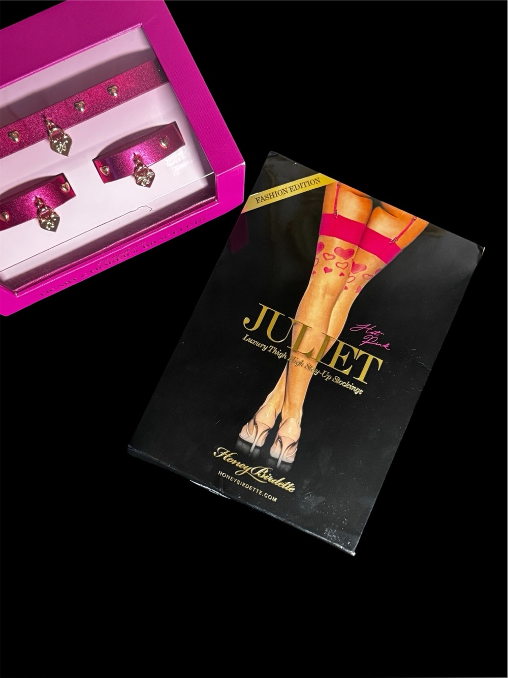 Honey Birdette Juliet Hot Pink Heart Stockings